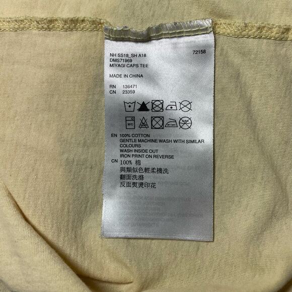 Deus Ex Machina Miyagi Caps Tee Shirt Spellout Yellow Faded Motorcycle Medium - Picture 6 of 9